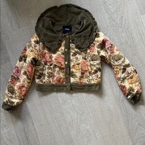Corduroy Collar Floral Jacket